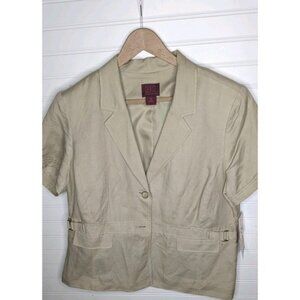 212 Collection Womens Blazer (NWT $48) Sz 18 Two Button Linen Blend Career Khaki